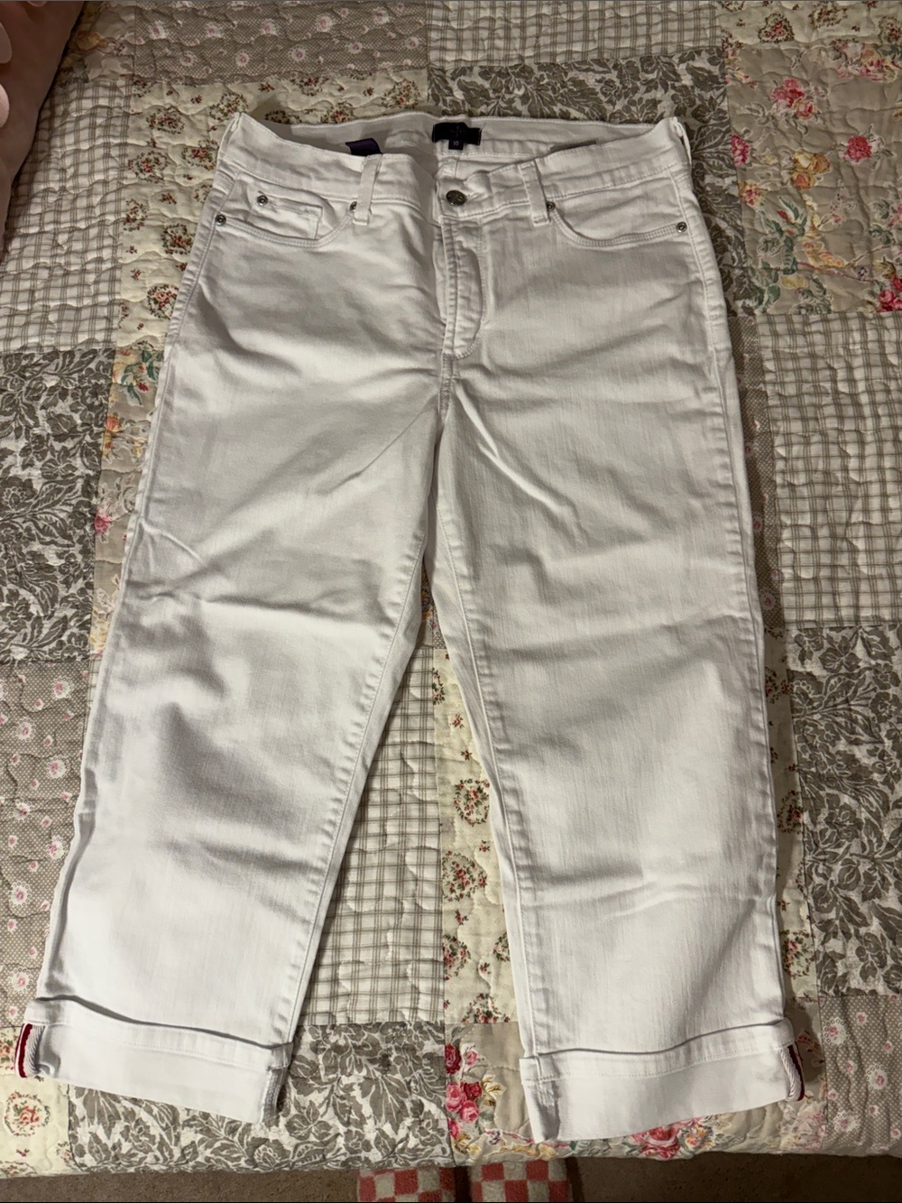 NYDJ Women’s White Crop Jeans - Classic Straight Fit